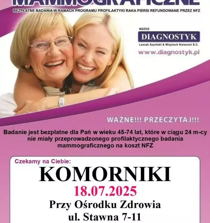 Zdjęcie do Bezpłatne badania mammograficzne