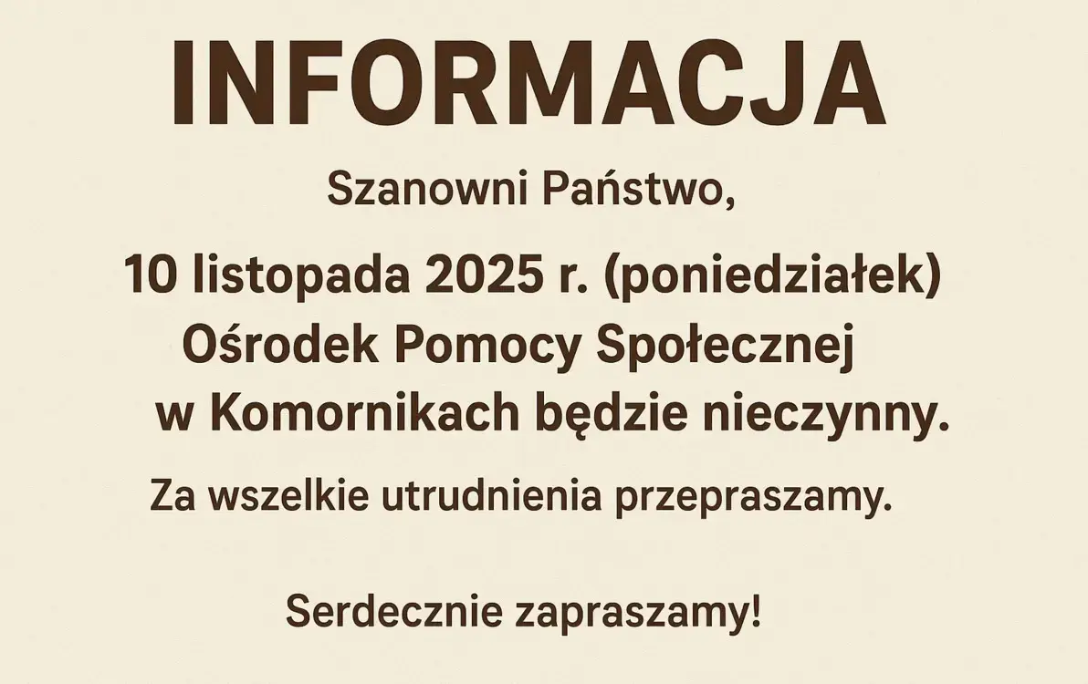 Zdjęcie do 10 listopada - OPS nieczynne